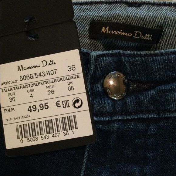 Massimo Duti High Rise Dark Wash Embroidered Frayed Hem Ankle Jeans Size 4 - Picture 8 of 11